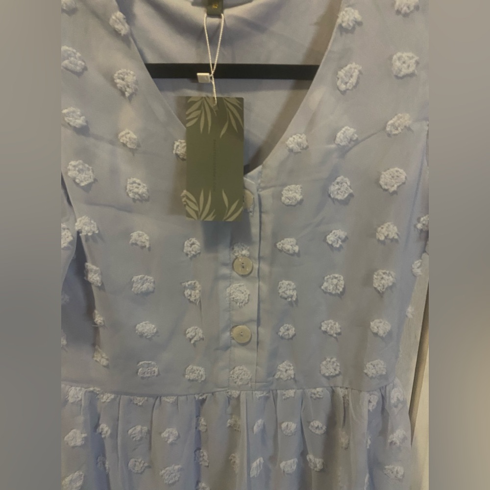 Women’s Spring Easter Dress_Babydoll Polkadot_Powder Blue_XS_Women - Picture 3 of 6